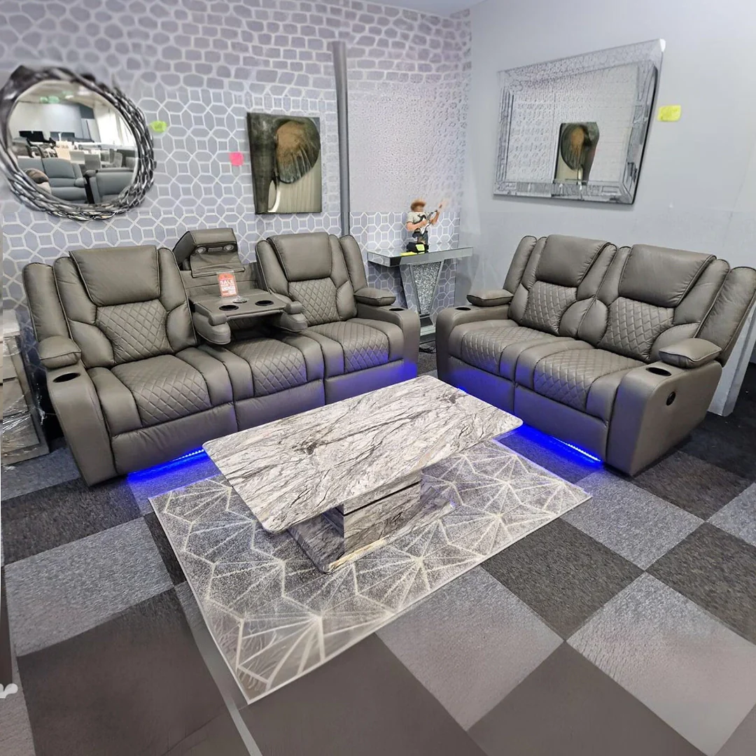 TSH Orlando Electric Recliners 3+2 Seater Leather Sofa /LED LIGHTS/WIRELESS CHARGER