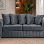 Lilly 3+2 Seater Fabric Sofa Set / Grey, Black, Cream & Blue