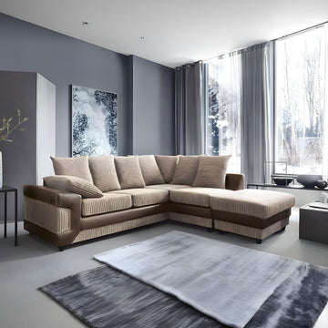 DINO CORNER SOFA JUMBO CORD BEIGE BROWN LEFT OR RIGHT