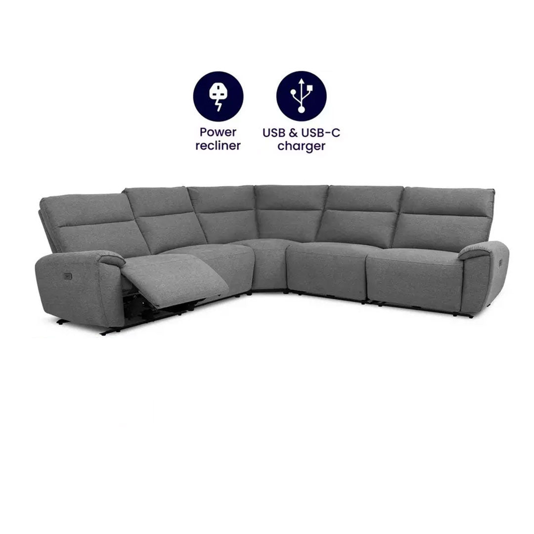 Aussie Express Fabric Recliner Corner Sofa 2 Corner 2 Power Recliner