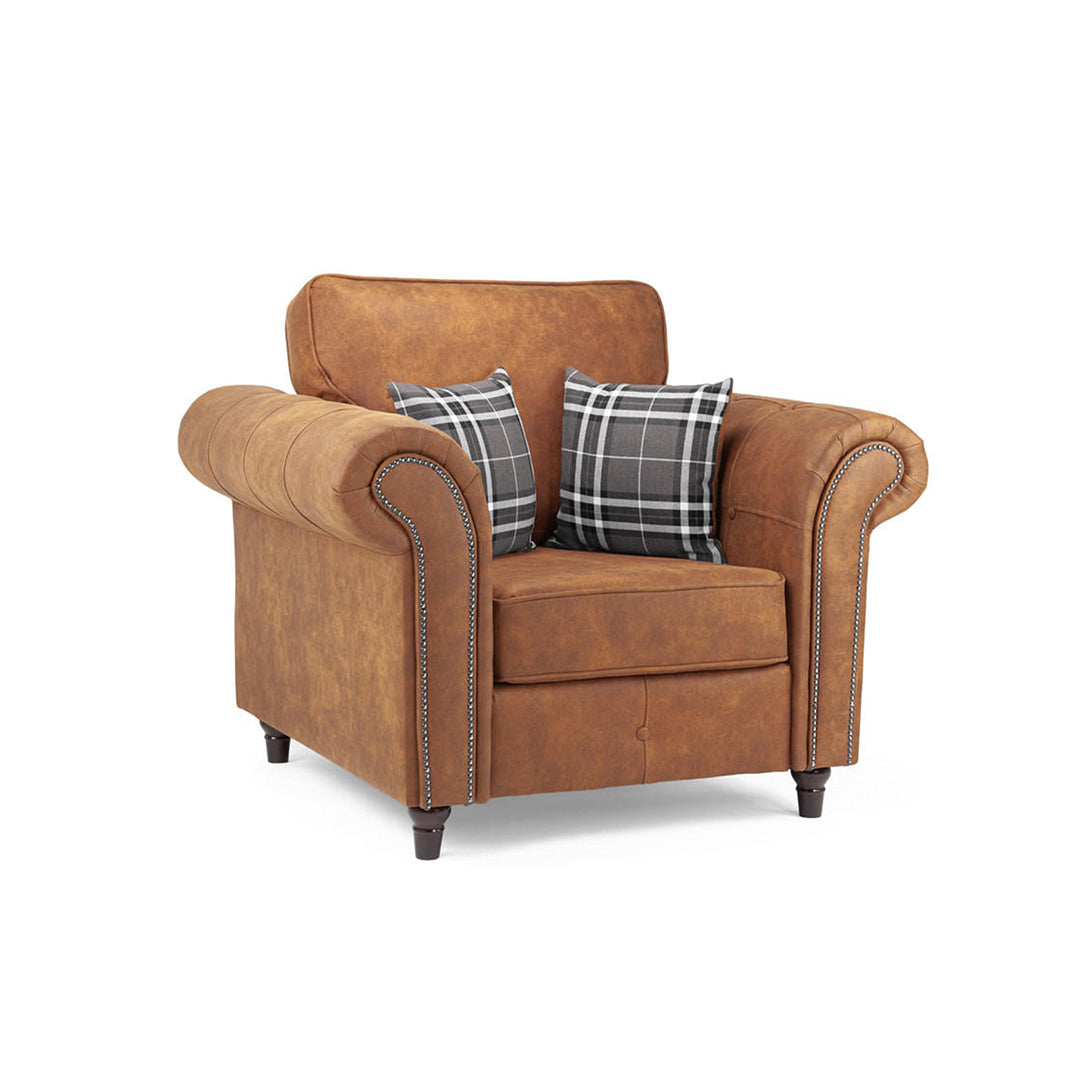 Oakland Leather Armchair Tan/Black