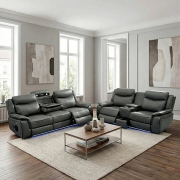 Parada Leather Electric Recliner Sofa 3+2 Seater-Bluetooth/USB/C-Type