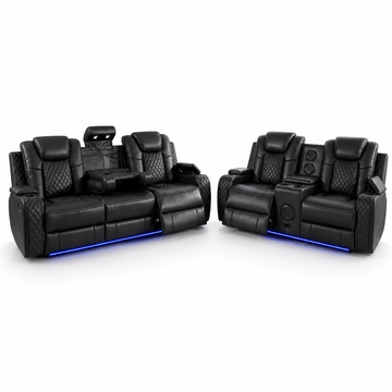 Emilay Leather Electric Recliner Sofa 3+2 Seater with Cooling Cupholders