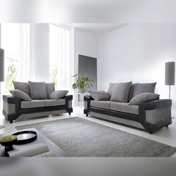 Dino 3 Seater 2 Seater Upholstered Combination Fabric Black & Grey