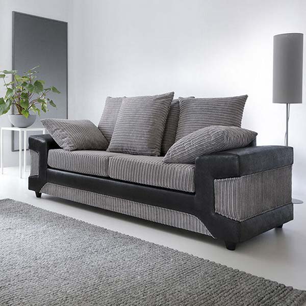 Dino 3 Seater 2 Seater Upholstered Combination Fabric Black & Grey