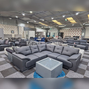 Dover Leather Corner Sofa Grey