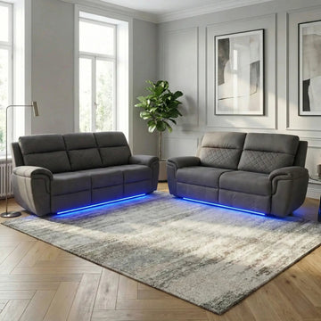 Florence Electric Fabric Recliner 3+2 Dark Grey - USB - LED LIGHTS