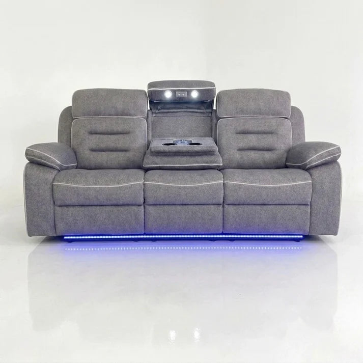 Hafsa Fabric Electric Recliner 3+2 Seater Sofa Set with Bluetooth Speakers, LED Lights & Wireless Charging