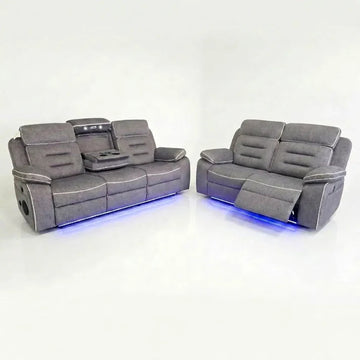 Hafsa Fabric Electric Recliner 3+2 Seater Sofa Set with Bluetooth Speakers, LED Lights & Wireless Charging