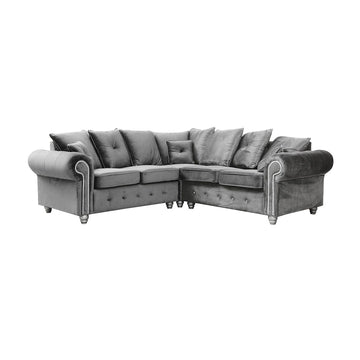 Kashmir Corner Sofa Grey/Balck Plush Velvet