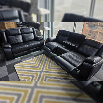 Lisbon Leather Electric Recliner Sofa 3+2 Seater – USB Ports, C-Type Port