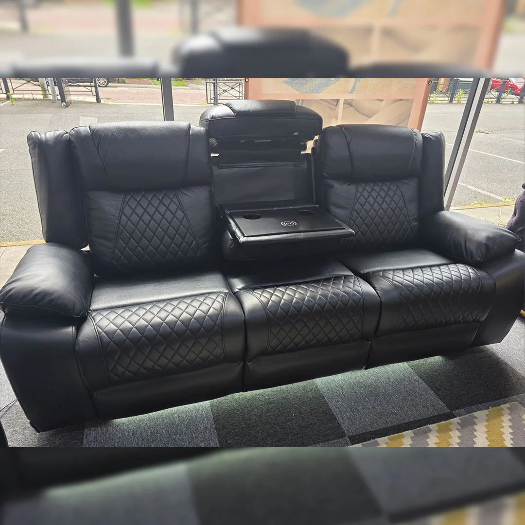 Lisbon Leather Electric Recliner Sofa 3+2 Seater – USB Ports, C-Type Port