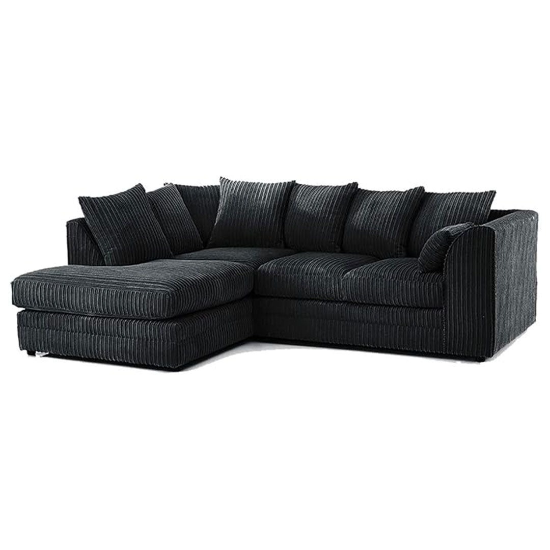 Luxor Fabric Corner Sofa Chocolate | Soft Jumbo Cord 3-4 Seater Corner Sofa