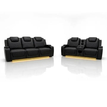 Malaga Leather Electric Recliner Sofa Set With Cupholders – 3+2 Seater Sofa Set