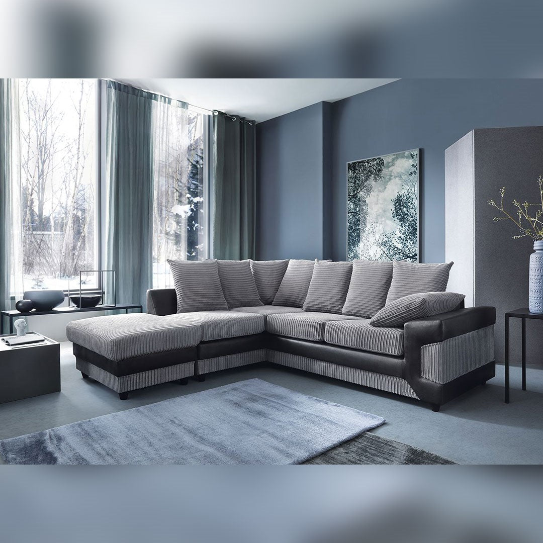 DINO CORNER SOFA JUMBO CORD GREY BLACK OR BEIGE BROWN LEFT OR RIGHT