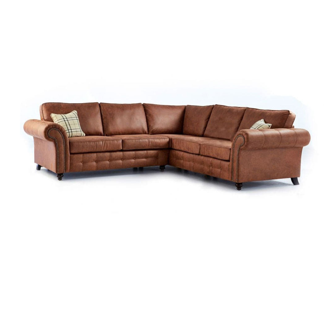 Oakland Leather Corner Sofa Grey