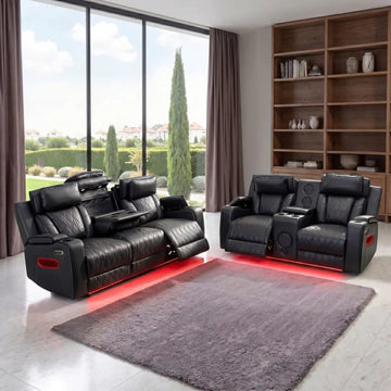 Osman Smart Leather Electric Recliner 3+2 Seater Sofa Set with Bluetooth Speakers & Electric Headrests