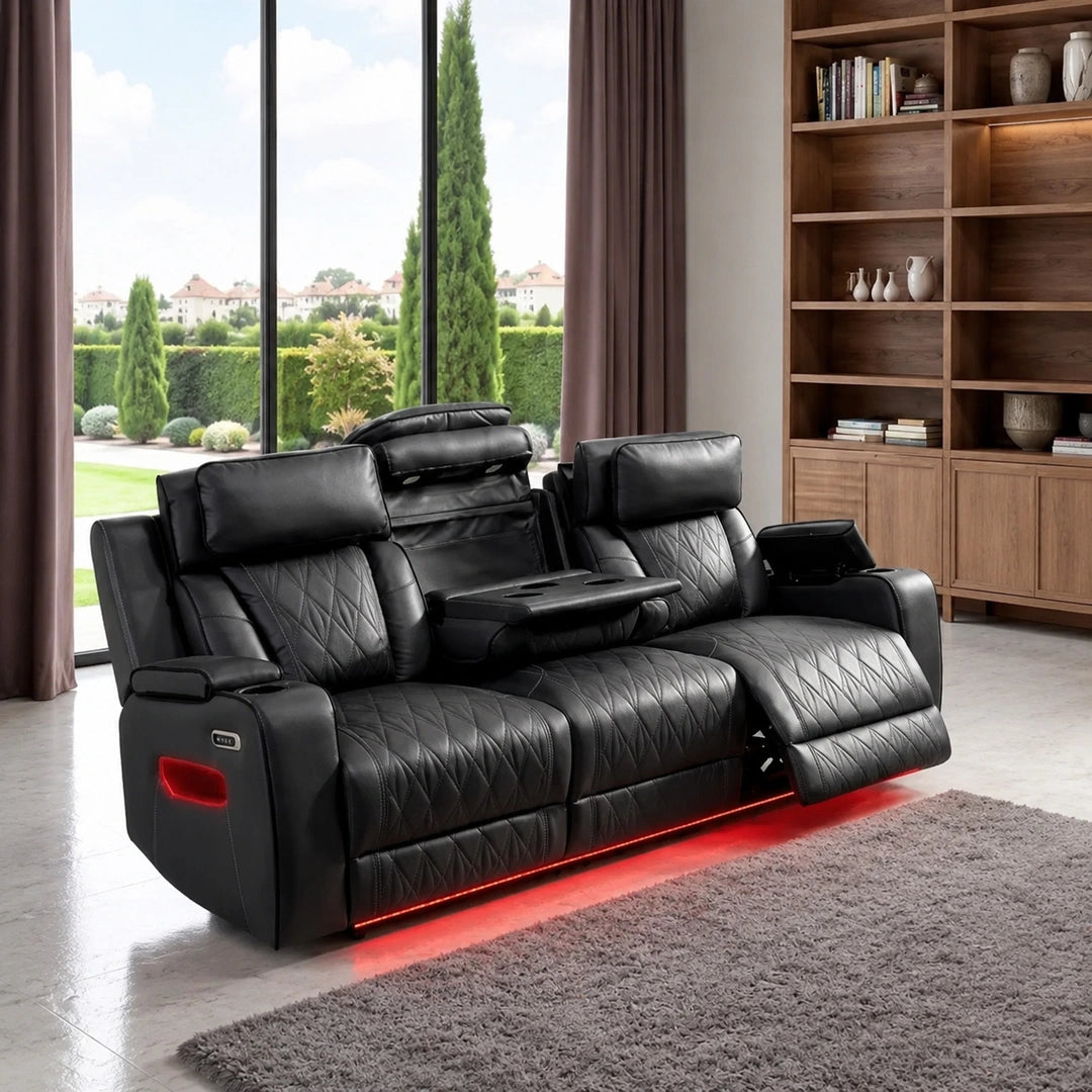 Osman Smart Leather Electric Recliner 3+2 Seater Sofa Set with Bluetooth Speakers & Electric Headrests