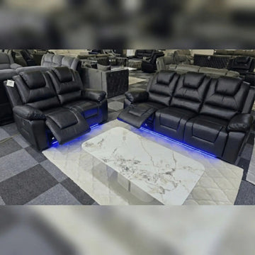 Oxford Leather Electric Recliner Sofa 3+2 Seater with Cup Holders , USB Charging Ports