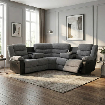 Rio Jumbo Cord Recliner Corner Sofa With Cupholders