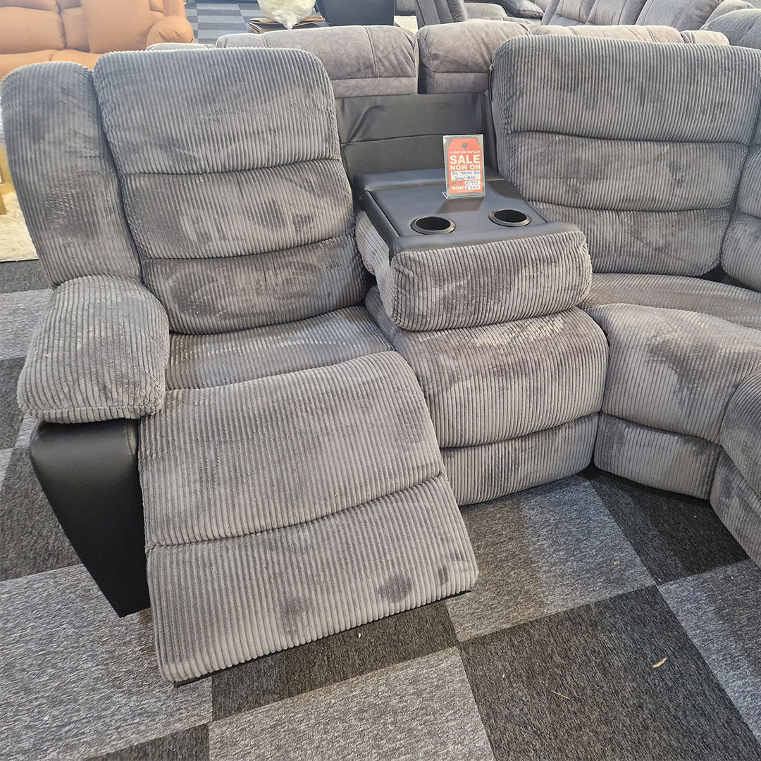 Rio Jumbo Cord Recliner Corner Sofa With Cupholders
