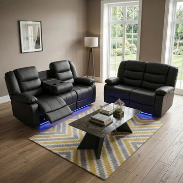 Roma Leather Electric Recliner Sofa with Cupholders