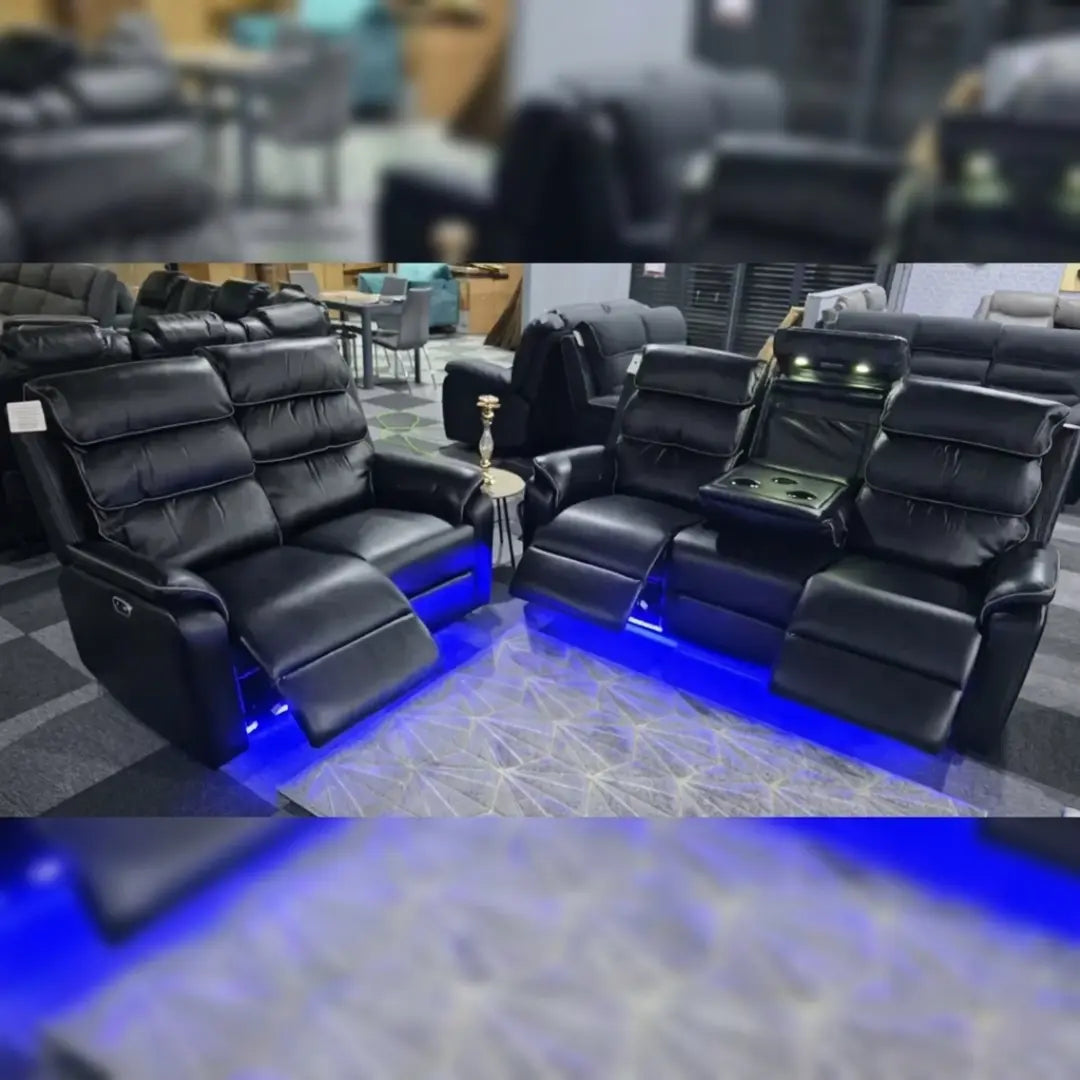 San Diego  Leather PU Electric Recliner 3+2 Sofa Black/Grey