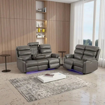 San Diego  Leather PU Electric Recliner 3+2 Sofa Black/Grey