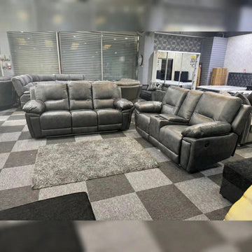 Sara Leather Electric Recliner Sofa 3+2 Seater Grey
