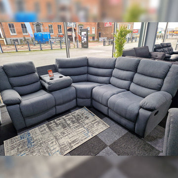 Sorrento Fabric Corner Grey Manual Recliner Sofa