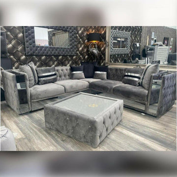 Valentino Chesterfield Corner Sofa Grey