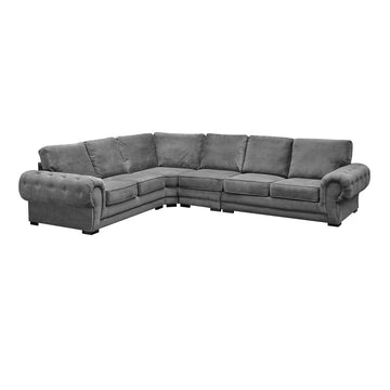VERONA FULL BACK 6 SEATER CORNER SOFA DARK GREY (Universal Side)