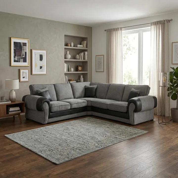 BERLIN FULL BACK CORD FABRIC CORNER SOFA