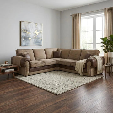 BERLIN FULL BACK CORD FABRIC CORNER SOFA