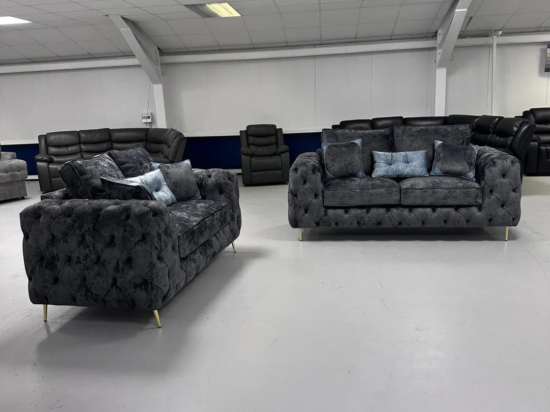Ashton 3+2  Chesterfield Sofa - Shakespeare Lead Fabric